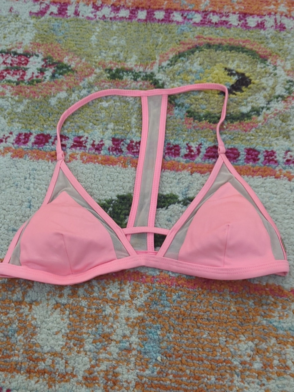 PINK Victoria's Secret Pink Mesh-Trim Triangle Bikini